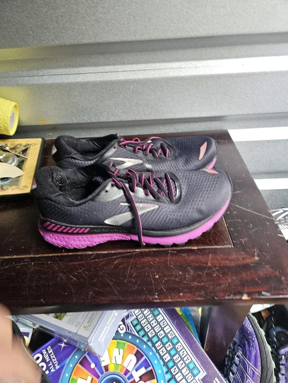 Brooks Womens Adrenaline GTS 20 1202961D062 Black Purple Running Shoes Size 9.5